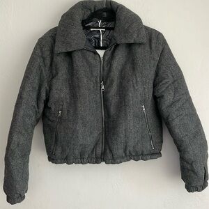 Thakoon Cropped Herringbone Bomber Puffer Jacket XS